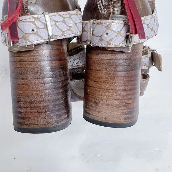 Freebird Jaclynn Strappy Heeled Sandals Heels Distressed Boho Western Size 10