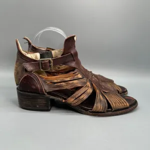 Freebird Steven Arrow Womens 9 Brown Leather Distressed Strappy Sandals Buckle