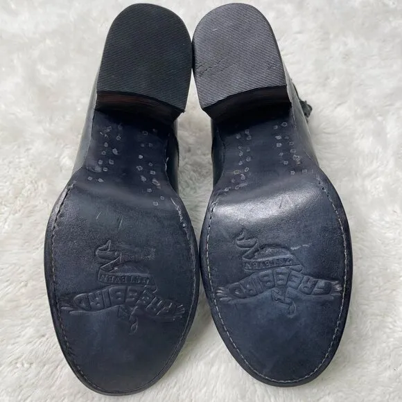 Freebird Women's Smoke Grey Randi Ankle Strap Shoes Leather Booties Size 7