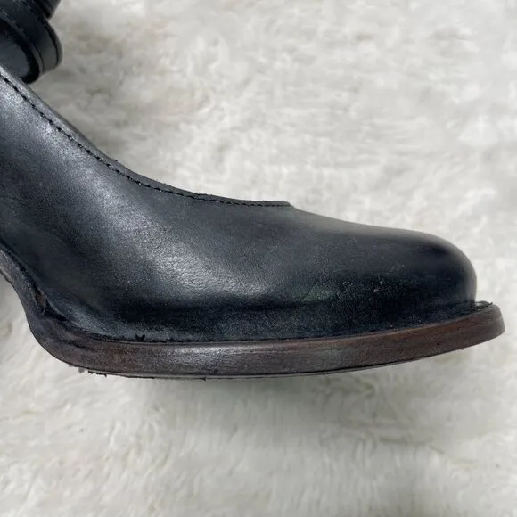 Freebird Women's Smoke Grey Randi Ankle Strap Shoes Leather Booties Size 7