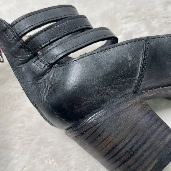 Freebird Women's Smoke Grey Randi Ankle Strap Shoes Leather Booties Size 7