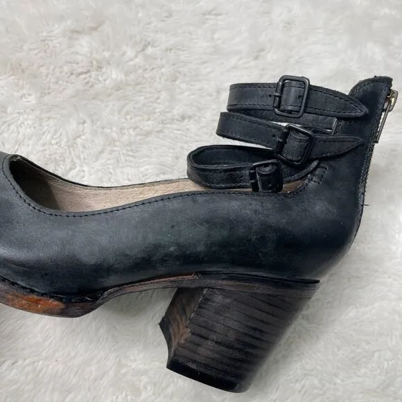 Freebird Women's Smoke Grey Randi Ankle Strap Shoes Leather Booties Size 7