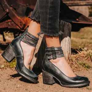 Freebird Women's Smoke Grey Randi Ankle Strap Shoes Leather Booties Size 7