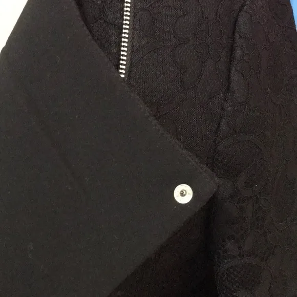 French Connection Black Stretch Lace Moto Jacket