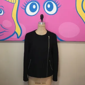 French Connection Black Stretch Lace Moto Jacket