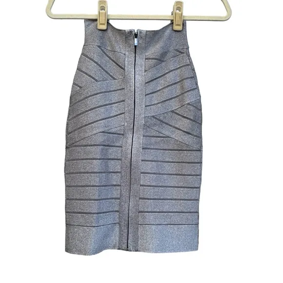 French Connection NWT Rosa Spotlight Knit Silver Pencil Mobwife Disco Skirt - 0