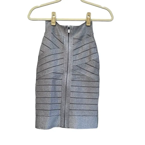 French Connection NWT Rosa Spotlight Knit Silver Pencil Mobwife Disco Skirt - 0