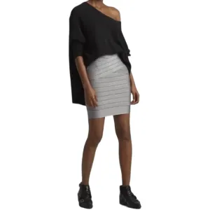 French Connection NWT Rosa Spotlight Knit Silver Pencil Mobwife Disco Skirt - 0
