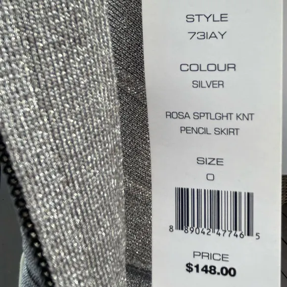 French Connection NWT Rosa Spotlight Knit Silver Pencil Mobwife Disco Skirt - 0
