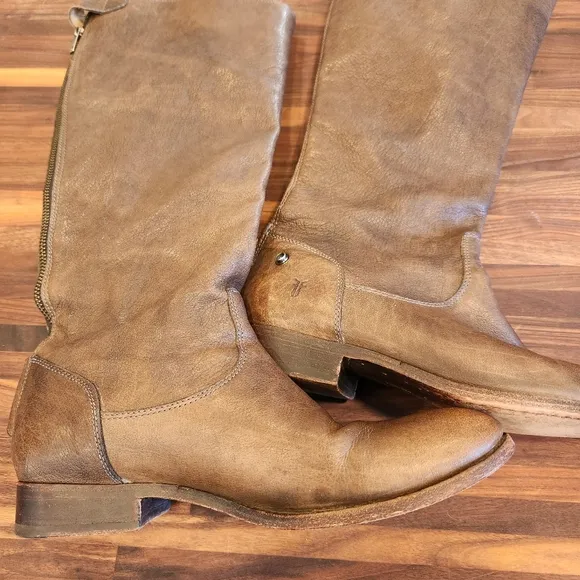 Frye #76430 Melissa Button Brown Soft Leather Knee-High Riding Women's Boots