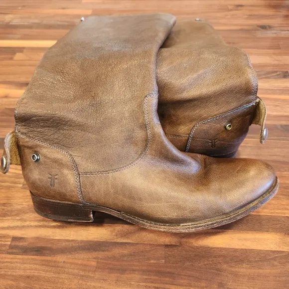 Frye #76430 Melissa Button Brown Soft Leather Knee-High Riding Women's Boots