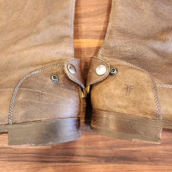 Frye #76430 Melissa Button Brown Soft Leather Knee-High Riding Women's Boots