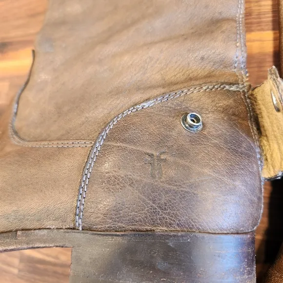 Frye #76430 Melissa Button Brown Soft Leather Knee-High Riding Women's Boots