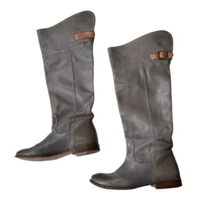 Frye 77061 Paige Cuff Gray Leather Riding Boots Women's size 7