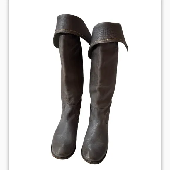 Frye 77061 Paige Cuff Gray Leather Riding Boots Women's size 7