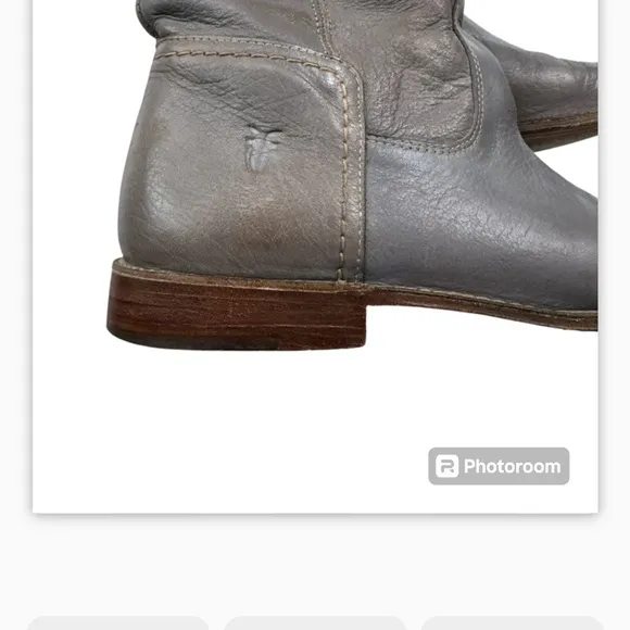 Frye 77061 Paige Cuff Gray Leather Riding Boots Women's size 7
