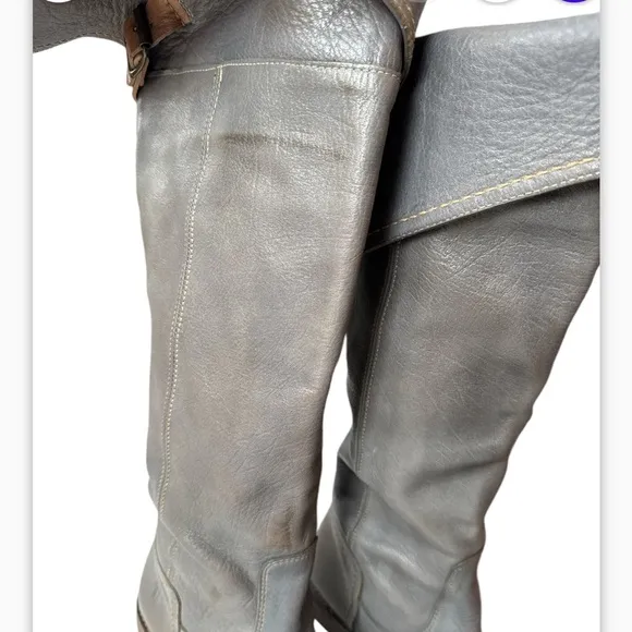 Frye 77061 Paige Cuff Gray Leather Riding Boots Women's size 7
