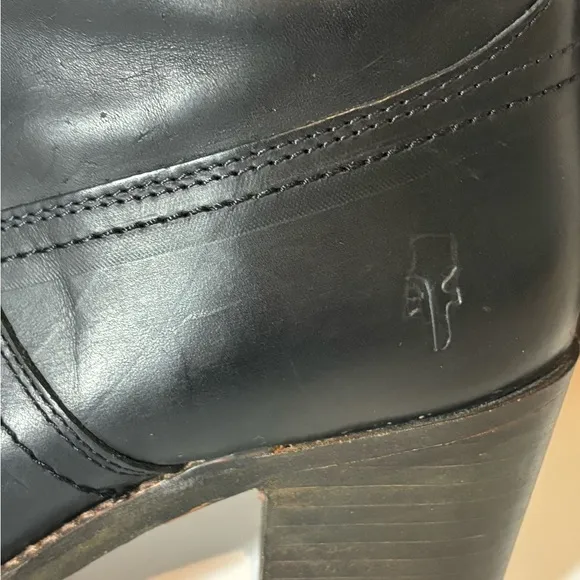 Frye 7B Leather Tall Over Knee Cuff Black Jane Style 77596 Riding Boots Casual