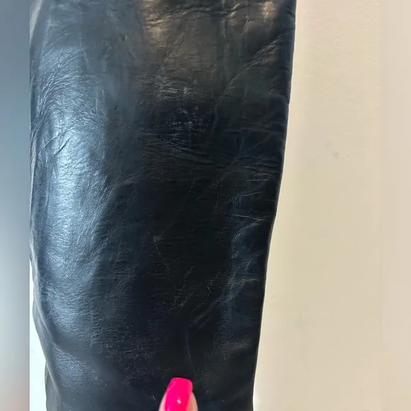 Frye 7B Leather Tall Over Knee Cuff Black Jane Style 77596 Riding Boots Casual