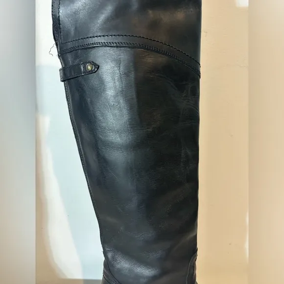 Frye 7B Leather Tall Over Knee Cuff Black Jane Style 77596 Riding Boots Casual