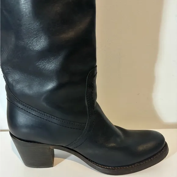 Frye 7B Leather Tall Over Knee Cuff Black Jane Style 77596 Riding Boots Casual