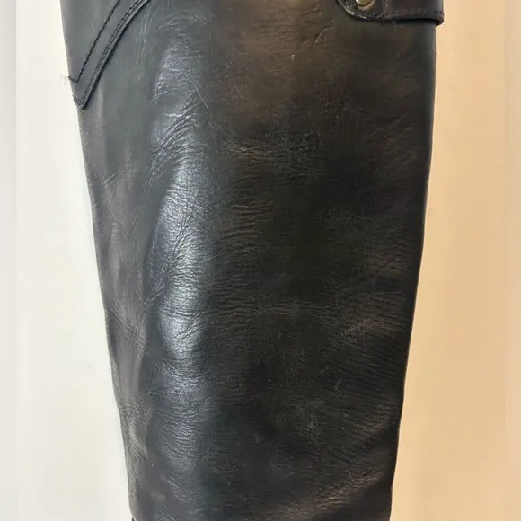 Frye 7B Leather Tall Over Knee Cuff Black Jane Style 77596 Riding Boots Casual