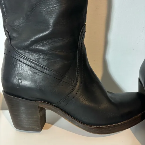 Frye 7B Leather Tall Over Knee Cuff Black Jane Style 77596 Riding Boots Casual