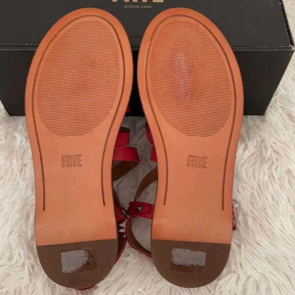 Frye Andora Red Leather Strappy Sandal