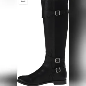 Frye Anna Gore Tall Riding Boots Womens Size 7.5M Black Buffalo Leather Knee Hig