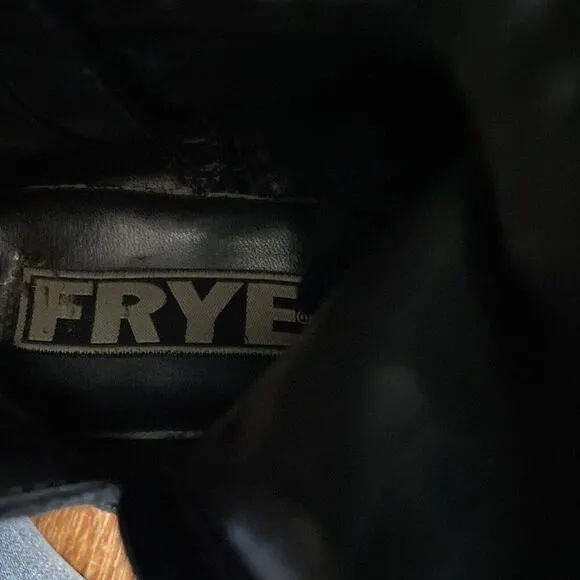 FRYE Avenger Zip Tall Suede Black Square Toe Biker Rider Punk Boots Sz 9