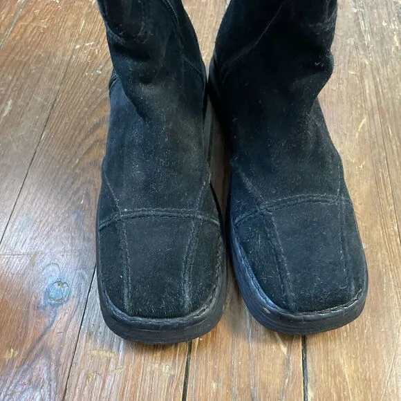 FRYE Avenger Zip Tall Suede Black Square Toe Biker Rider Punk Boots Sz 9