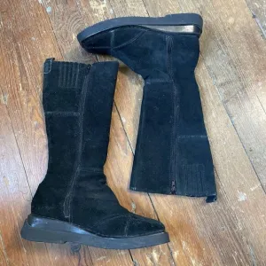 FRYE Avenger Zip Tall Suede Black Square Toe Biker Rider Punk Boots Sz 9