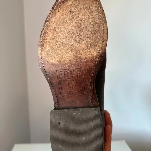 Frye Billy Pull On Deco Stitch Brown Leather Cowboy Boots Womens 8 NWT