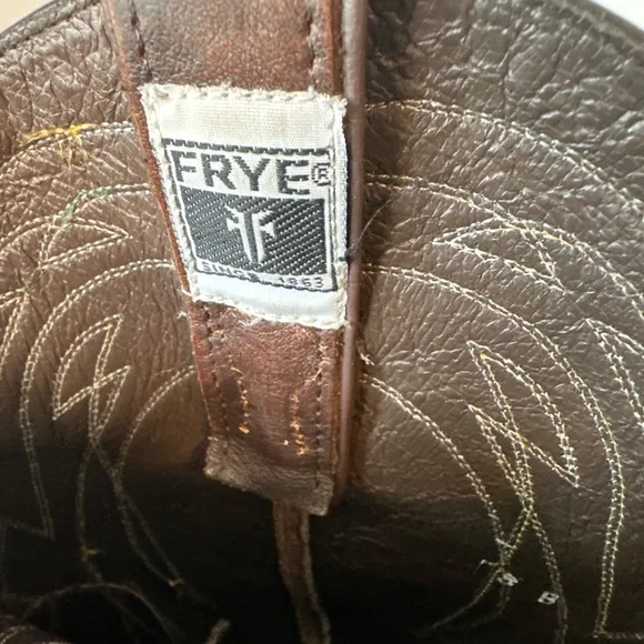 Frye Billy Pull On Deco Stitch Brown Leather Cowboy Boots Womens 8 NWT