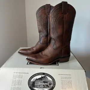 Frye Billy Pull On Deco Stitch Brown Leather Cowboy Boots Womens 8 NWT