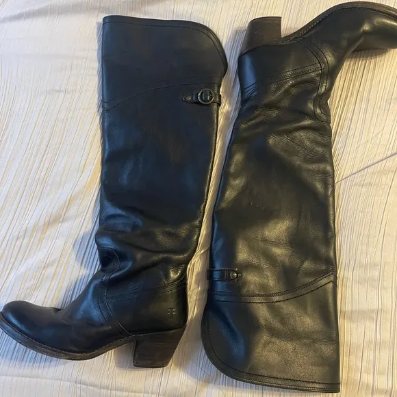Frye black Jane tall cuff over the‎ knee leather riding boots size 6B
