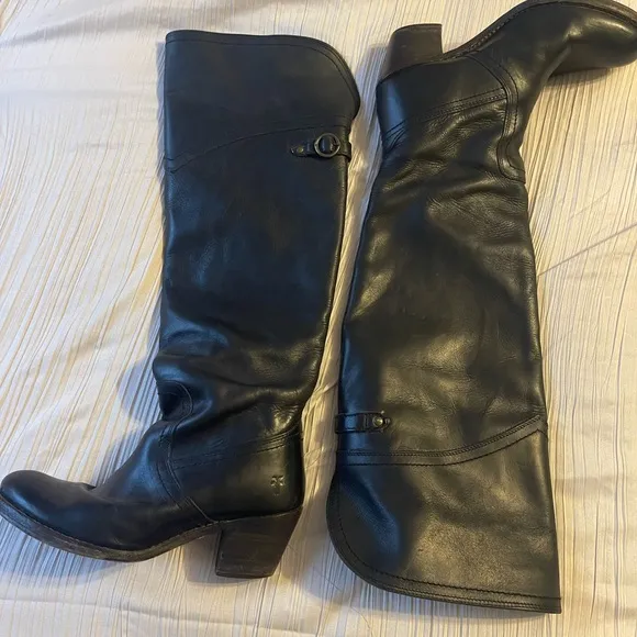 Frye black Jane tall cuff over the‎ knee leather riding boots size 6B