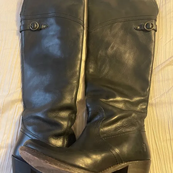 Frye black Jane tall cuff over the‎ knee leather riding boots size 6B