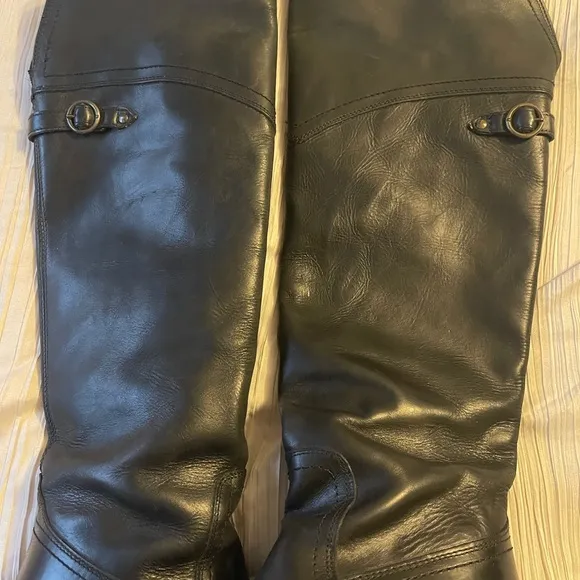 Frye black Jane tall cuff over the‎ knee leather riding boots size 6B