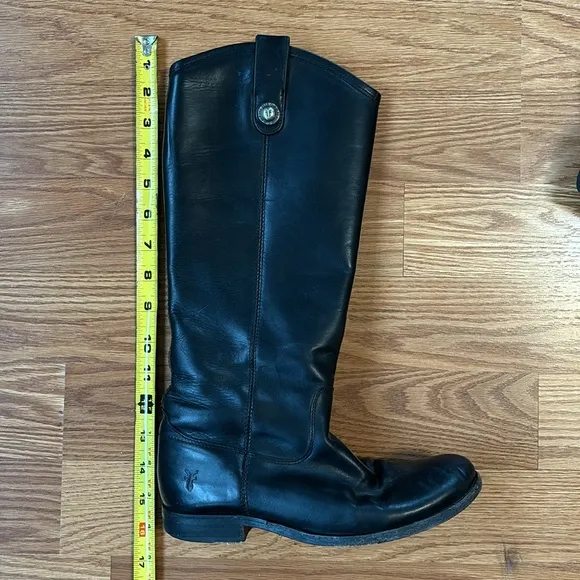 Frye Black Leather Melissa Button Boot Riding Boot Pull on Style Size 6 B