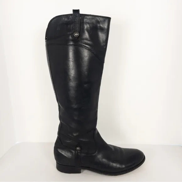 Frye Black Leather Melissa Riding Boots