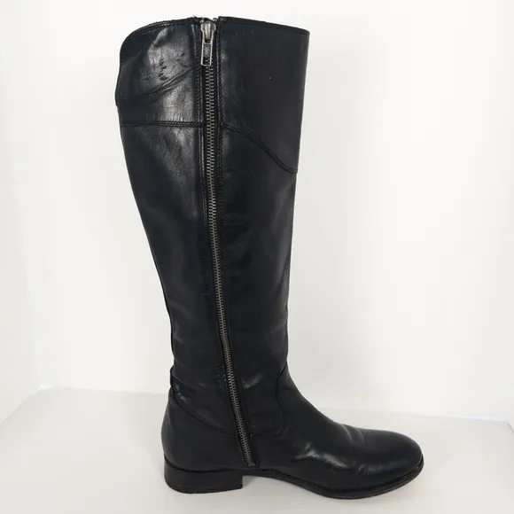 Frye Black Leather Melissa Riding Boots