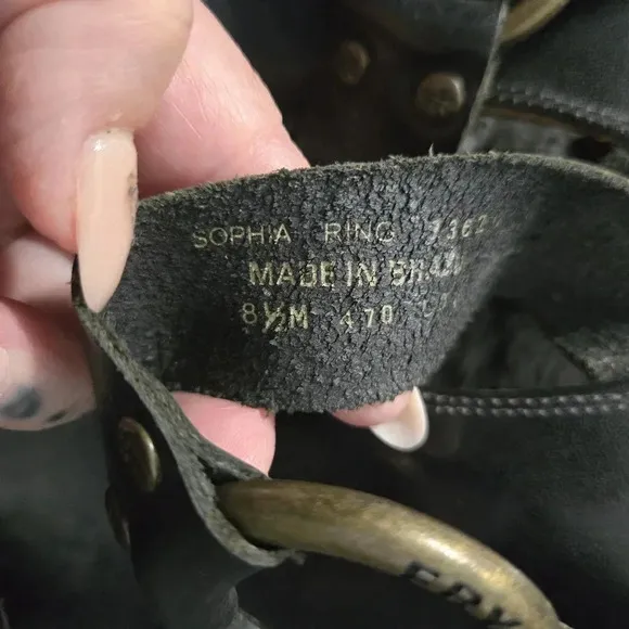 Frye | Black Leather Sophie Ring Slide Sandals Sz 8.5