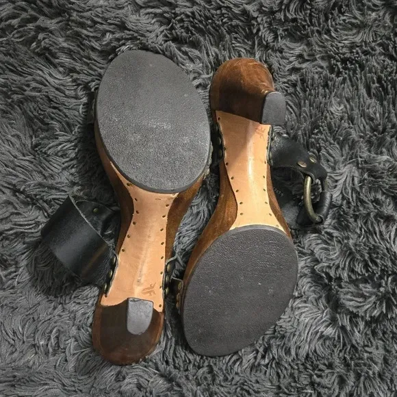 Frye | Black Leather Sophie Ring Slide Sandals Sz 8.5