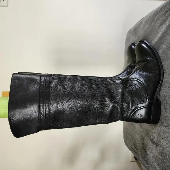 Frye Black Riding Boots 76442 Melissa Trapunto Tall Leather Classic Boots