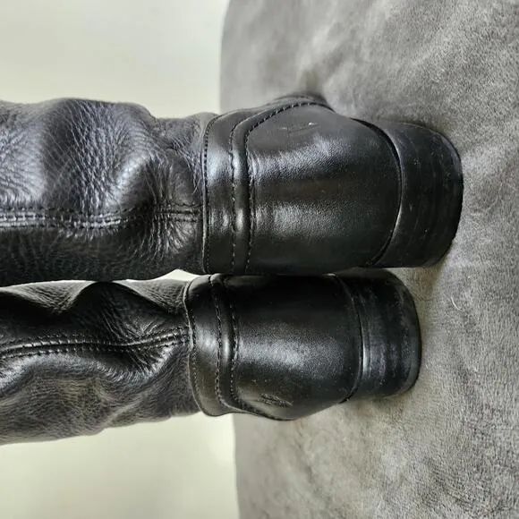 Frye Black Riding Boots 76442 Melissa Trapunto Tall Leather Classic Boots