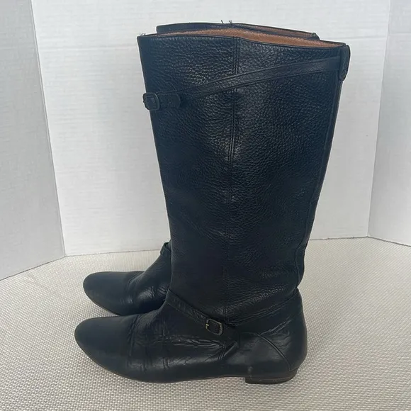 FRYE Bonnie Black Leather Low Heel Riding Boots Women's Size 6.5 Equestrian