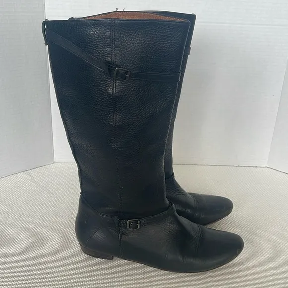 FRYE Bonnie Black Leather Low Heel Riding Boots Women's Size 6.5 Equestrian