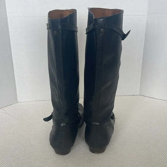FRYE Bonnie Black Leather Low Heel Riding Boots Women's Size 6.5 Equestrian