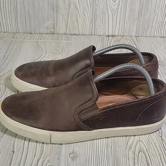 Frye Brett Slip On Brown Leather Sneaker Loafers Mens Size 9.5